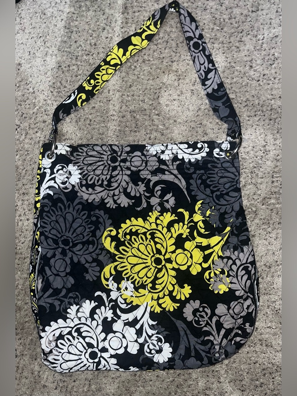 Vera Bradley Retired Baroque Black Yellow Quilted Tote Shoulder Purse Bag